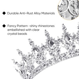 DRESHOW Queen Crown for Women Rhinestone Crystal Tiara Princess Crowns Wedding Headband Costume Party Hair Accessories Bridal Wedding Prom Birthday Party Crown Headband
