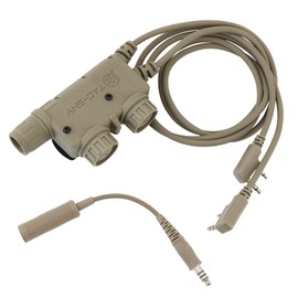 TACGZGJSM V2 U94 Tactical Headsets Dual PTT Push-to-Talk 2pin Kplug Walkie Talkie Headset Connector Cable for UV5R,UV17R etc. (Tan)