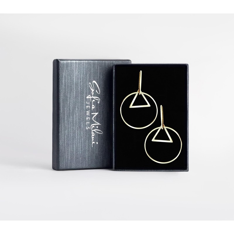 SOFIA MILANI - Women's Earrings 925 Silver Circle Triangle Earrings,