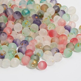 HERZONE 500 x Glass Beads in Colourful 10 mm Round Colourful Beads for Threading (Colourful-B)