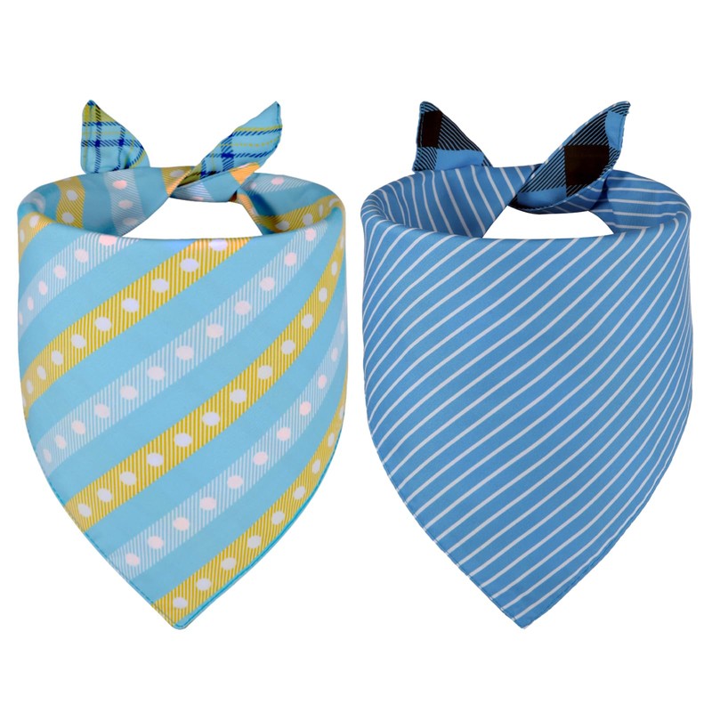 Agroon Dog Bandanas Small 2PCS, Summer Blue Boy Scarf, Durable