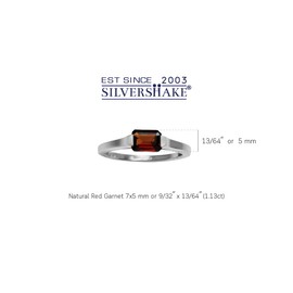 Silvershake 1.1 Ct Natural Octagon Red Garnet January Birthstone 925 Sterling Silver Solitaire Gemstone Ring Size 4