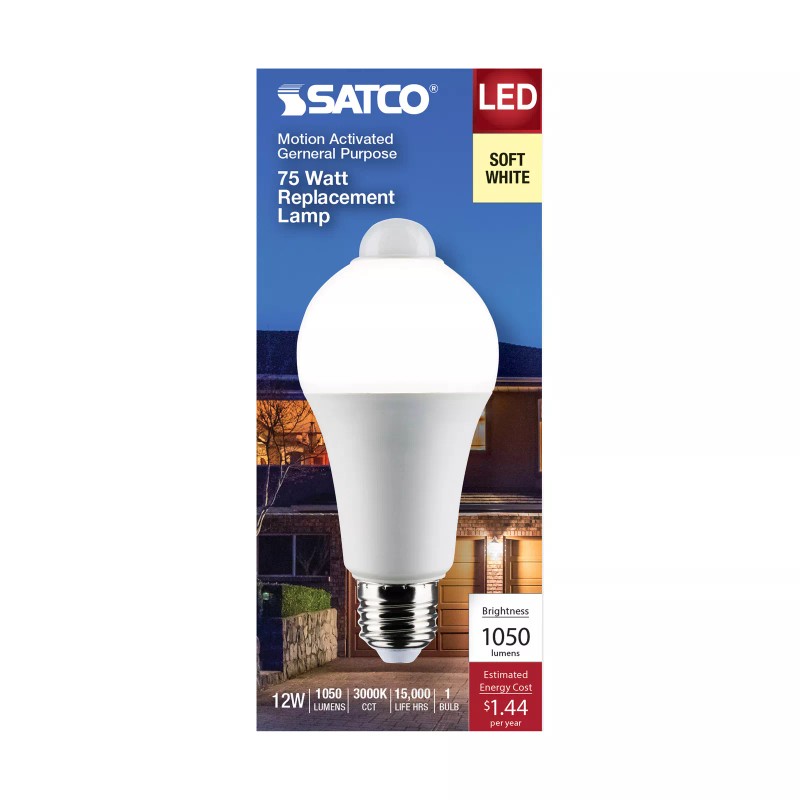 Satco Motion Sensor Activated Light Bulb LED 120V 12W =75W