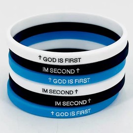 GOD IS FIRST BRACELET, GOD IS FIRST IM SECOND Inspirational Bracelets, Bible Verses Christian Faith Rubber Bracelets for Men Women (2 Sets D)