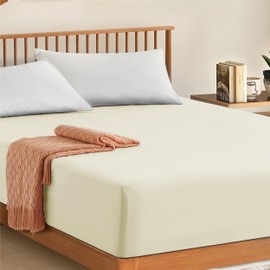 My Home Store Fitted Sheets King Size 100% Egyptian Cotton 300TC Hotel Quality 30 cm Fitted Bedsheets (Cream)