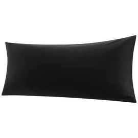 PiccoCasa Bolster Pillow Case Egyptian Cotton Body Pillow Cover 300 Thread Count Soft and Breathable Long Pillowcase with Zipper Closure Black 20"x72" (6ft)