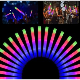 Easymaidi LED Foam Glow Sticks, Foam Light up Sticks Glow Sticks Bulk with 3 Modes Flashing Glow in the Dark Party Supplies for Weddings, Christmas, Festival, Birthday (56Pcs)