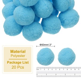 PATIKIL 2inch Pom Poms for Crafts, 20pcs Large Pompoms for Crafts Puff Balls Bulk High Elasticity Fuzzy Balls for Hats Christmas Art DIY, Blue