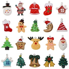 Penta Angel Mini Christmas Ornaments 20Pcs Small Cute Resin Santa Snowman Reindeer Christmas Tree Hanging Supplies for Women Men Girls Christmas Decoration (20)