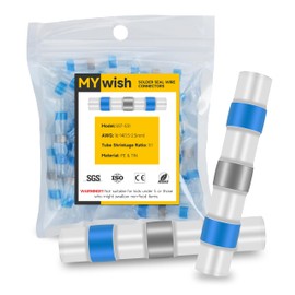200Pcs Blue Heat Shrink Butt Connectors Heat Shrink AWG 16-14, Waterproof Solder Seal Wire Connectors Terminals Solder Sleeve, Wire Splice Connectors for Automotive, Marine, Cable, Wiring by Mywish