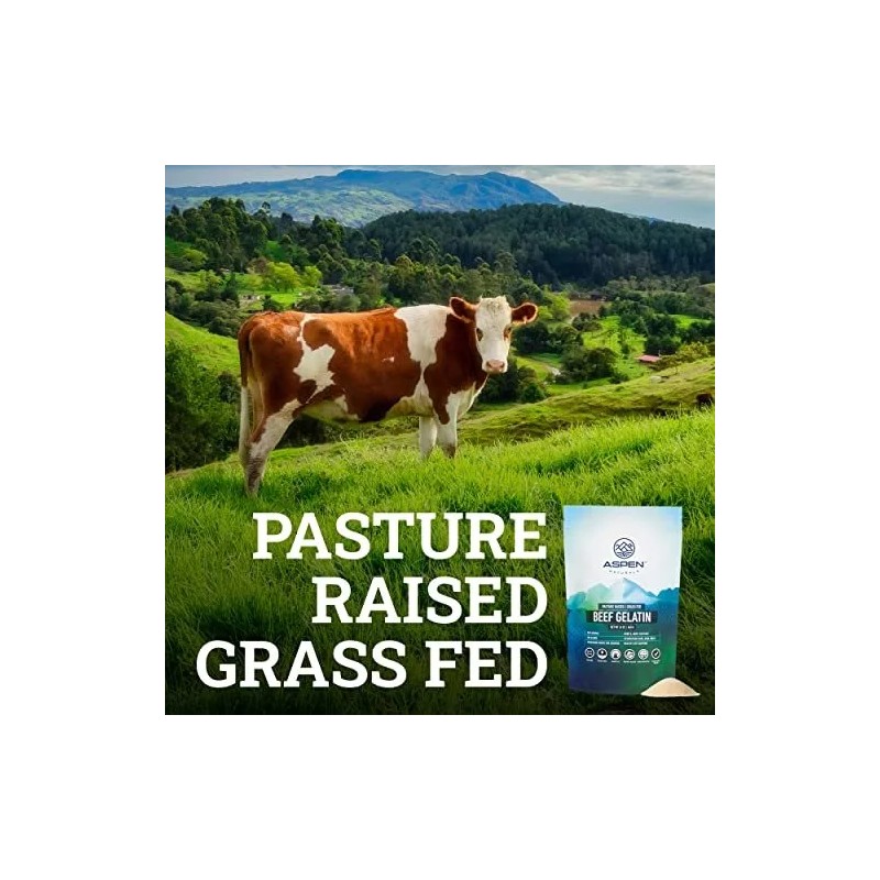 Aspen Naturals Grass Fed Beef Gelatin Powder. Pasture Raised, Grass-Fed