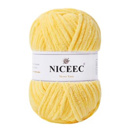 NICEEC Chenille Yarn Blanket Yarn Light Worsted Weight Yarn for Knitting Fancy Yarn for Crochet Weaving DIY Craft Total Length 200m (218yds, 100g)_Yellow