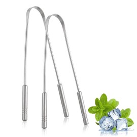 Tongue Scraper for Adults (2 Pack),Tongue Scrubber, Easy to Use, Tongue Cleaner, Reduce Bad Breath, for Oral Care & Hygiene (100% Stainless Steel)