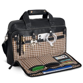 Oak Leathers Leather Messenger Bag for Men and Women - Laptop Briefcase Bag For College, Office, Adjustable Shoulder Strap (Nappa Black)