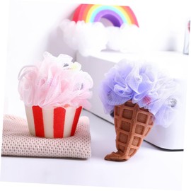 Baluue Bath Loofah Balls Pack Ice Cream Shape Body Scrubber Loofah Exfoliating Shower Balls for Women