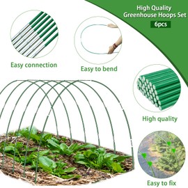 Garden Hoops for Raised Bed, 36 PCS Greenhouse Hoops 6 Sets of 8.5 FT Long Garden Arch Greenhouse Frame Rust-Free Fiberglass Garden Hoops for Row Cover Netting Shade Cloth