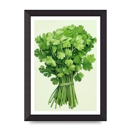 Lithobee - Cilantros Delicate Stems Graphic Riso Home Wall Art Prints - A4 Black Abraded Frame