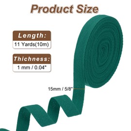 sourcing map Cotton Twill Tape Ribbon 15mm x 10 Meters Herringbone Webbing Tape Roll Bias Binding Tape for DIY Crafts Sewing Gift Wrapping, Dark Green