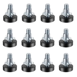 Azlanway Height-adjustable furniture feet with drive-in nut, pack of 12, adjustable levelling feet, M6, diameter 16 mm, adjustment screw for table legs, cabinet legs, chair, sofa, furniture gliders