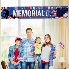 Large 9.8x1.6ft Memorial Day Banner, Memorial Day Decorations, Memorial Day Yard Decorations, Thank You Veterans Banner Memorial Day 4th of July Veterans Day Patriotic Decorations