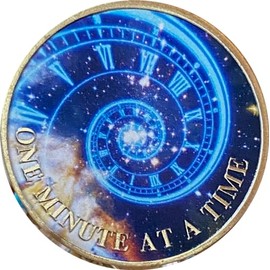 Time Spiral Universe One Minute at A Time Medallion Serenity Prayer Back
