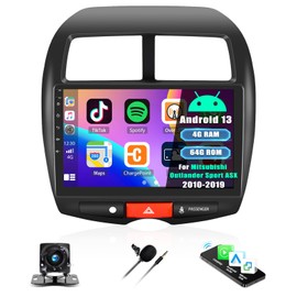 [4G+64G] Android 13 Car Stereo for Mitsubishi Outlander Sport ASX 2010-2019 with Wireless CarPlay Android Auto,10.1" Touchscreen Car Radio with Voice Control WiFi/GPS,Bluetooth,FM/RDS+Backup Camera