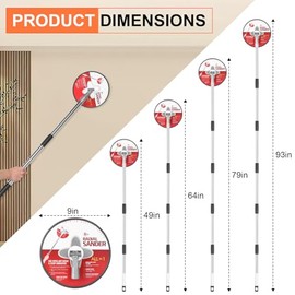 Pole Sander for Drywall, 85 inch Drywall Sander With Extension Pole, Manual Hand Drywall Sander with Extension Pole for Painting Projects， 360 Circular Radial Sander + 5pcs Wall Sanding Discs