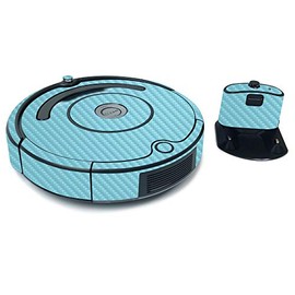 MightySkins Carbon Fiber Skin for iRobot Roomba 675 Max Coverage - Solid Baby Blue | Protective, Durable Textured Carbon Fiber Finish | Easy to Apply, Remove, and Change Styles | Made in The USA
