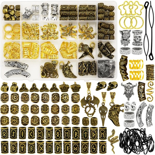 Fscwlmon - 215 piezas de accesorios de rastas vikingas para