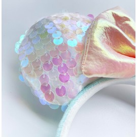 A Miaow 3D Black Mouse Sequin Ears Headband MM Glitter Butterfly Hair Clasp Park Supply Adults Women Photo Accessory (Champagne Crown)