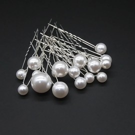 LUYING Pearl Hair Ornament, Hairpin Set, U Pin, Hair Clip, Bangs, Diameter 0.3 - 0.8 inches (8 - 20 mm), Graduation Ceremony, Coming of Age Ceremony, Kimono Bride, Wedding, Gift, Daily Use, Silver