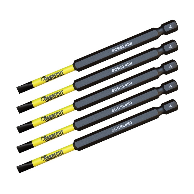5 x SabreCut SCRSL489_5 89mm SL4 Slotted Magnetic Impact Screwdriver