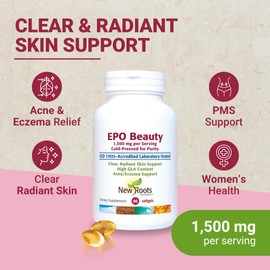 NEW ROOTS HERBAL EPO Beauty - 500 mg - Clear, Radiant Skin Support - High GLA Content - 90 Softgels