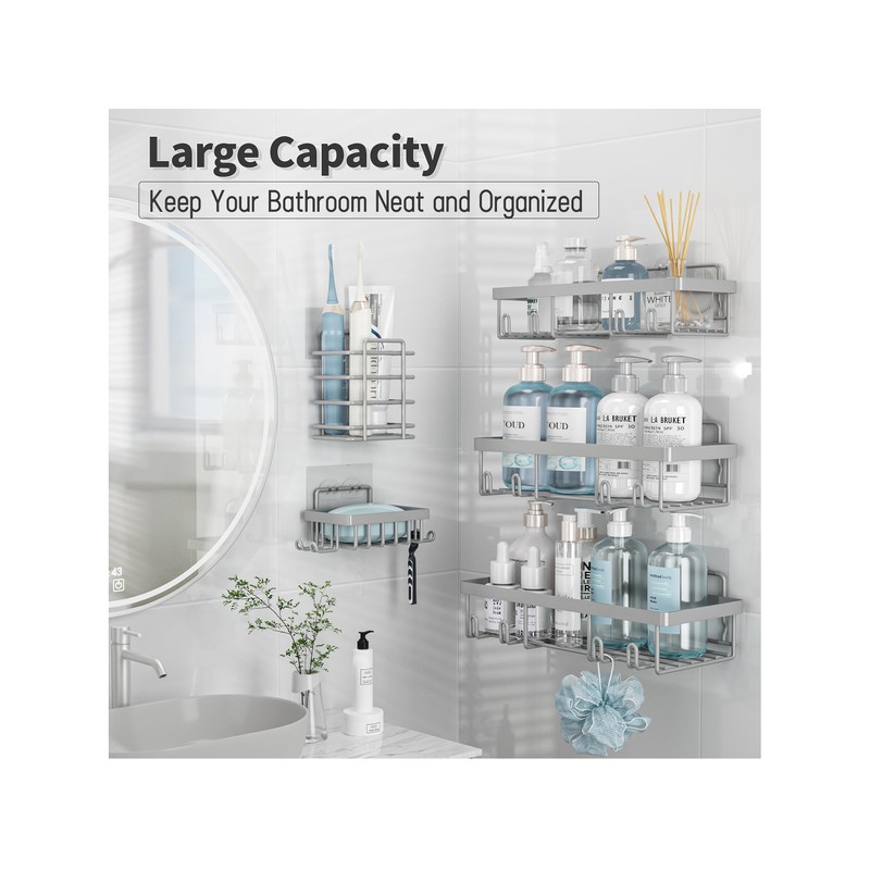 Liuoud 5 Pack Shower Caddy Organizer Rack Shelf for Inside
