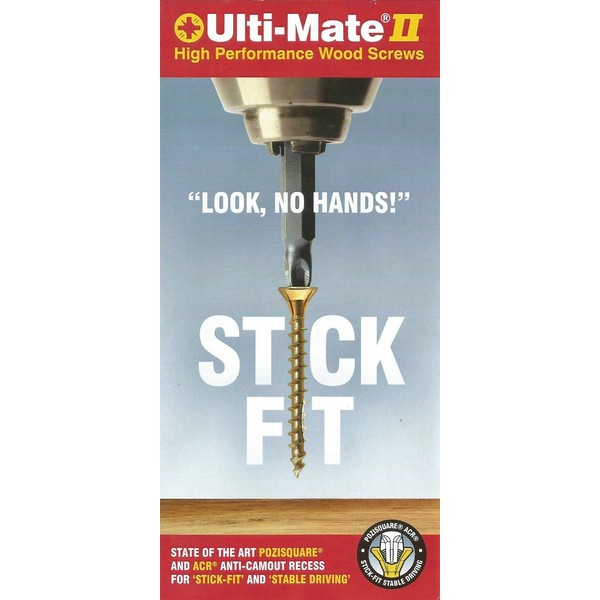 Ulti-Mate® II "Stick-Fit" Wood Screw - 3.00 x 12mm (Box