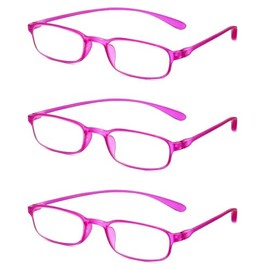 Calabria 718 Flexie Oval Reading Glasses +0.50 Fuschia (3pack) Men/Women Bendable Single Power Readers Flexible Durable TR90