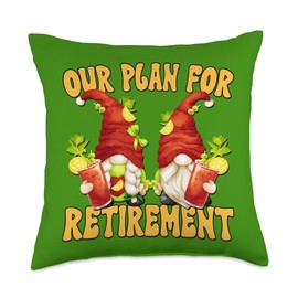 Retirement Gnome Gifts For Retired Mom And Dad Summer Couple for Retired Gnome Lover Bloody Mary Throw Pillow, 18x18, Multicolor