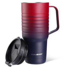 HAUSHOF 24 oz Travel Mug Cup with Handle Stainless Steel Double Wall Travel Mugs