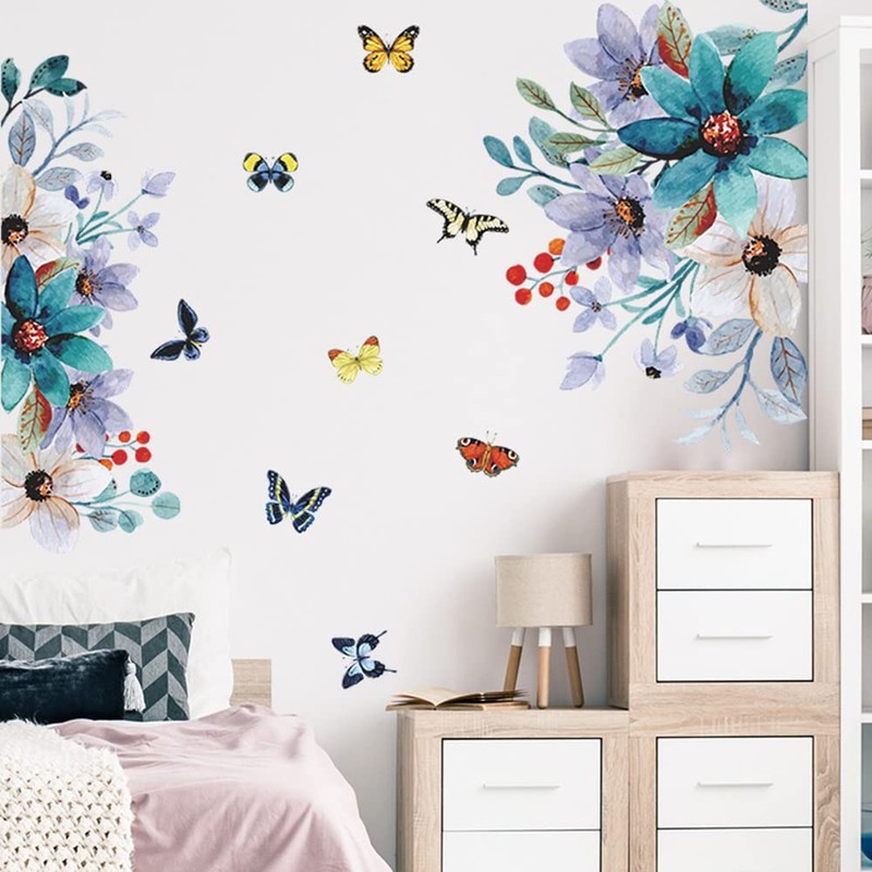 Fujitoya Flower Pink Wisteria Decorative Butterfly Stylish Removable Wallpaper Floral