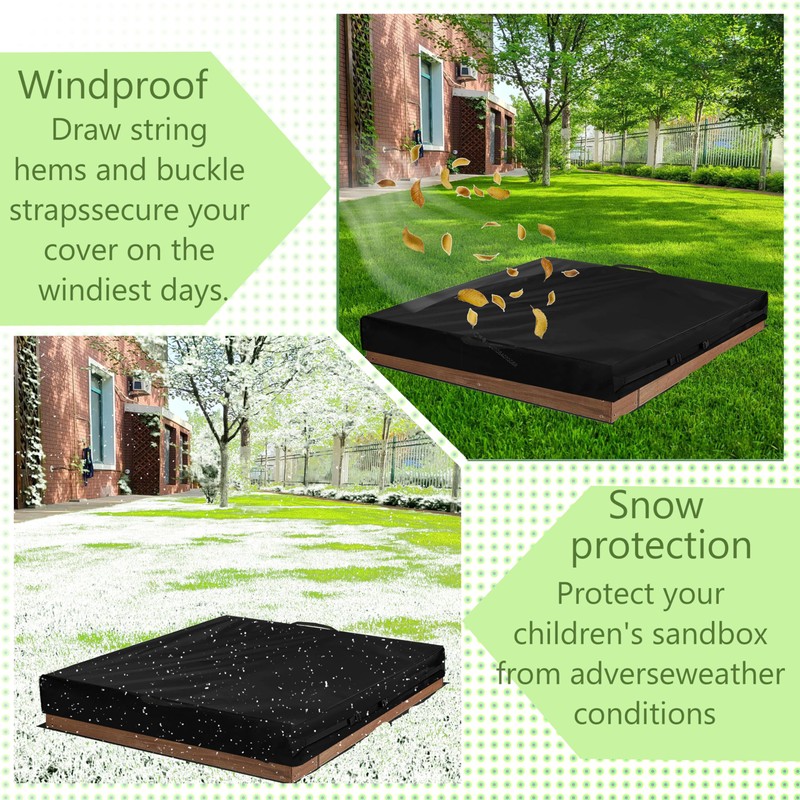 Kids Sandbox Cover for Outdoor Large Wooden Sand Box, Heavy-Duty