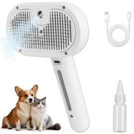 Dog Brush for Shedding, Cat Brushes for Indoor Cats, Cat Brush for Shedding - Pet Grooming Supplies with Steam, Hair Removal Comb Spray for Long-Haired Cats and Dogs (White)