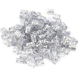VNDEFUL 100PCS Aluminum Dreadlocks beads Dread Locks Adjustable Metal Cuffs Hair Decoration Braiding Hair Jewelry, Silver