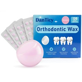 DanTicy Orthodontic Wax for Braces, Dental Wax, Pre-Cut Bowl Shape Dental Strips, No Kneading Required, Individually Wrapped, 120 Count, Strawberry, Pink