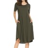 Locryz Womens Pockets Casual Swing Loose T-Shirt Midi Dresses M
