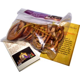 Olive Wood Ornaments - Mix (Set of 12 Flat Ornaments).