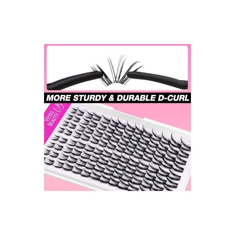VEYESBEAUTY Lash Clusters Individual Eyelash Extensions Thin & Invisible Band
