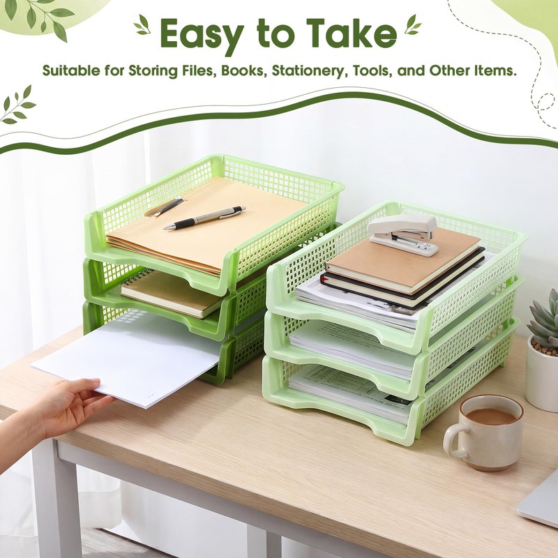 Bokon Sage Green 6 Pack Classroom Turn in Trays, Stackable