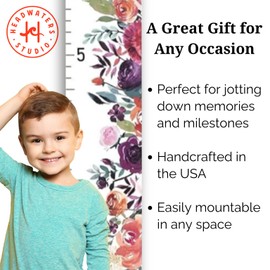 Headwaters Studio Growth Chart for Wall - Height Chart for Kids, Wall Hanging Growth Chart, Baby Nursery Height Measurement, Kids Growth Chart Wall, Growth Chart - Floral -Multicolor-63" x6.7"