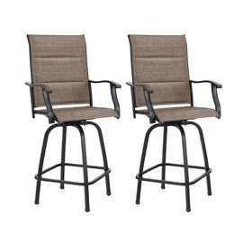 Sophia & William Outdoor Patio Bar Stools Swivel Bar Stool 2 Pack High Back Patio Bar Chairs Quick Dry Textilene Patio Furniture Set Bar Height All Weather for Lawn Garden Backyard Supports 300lbs