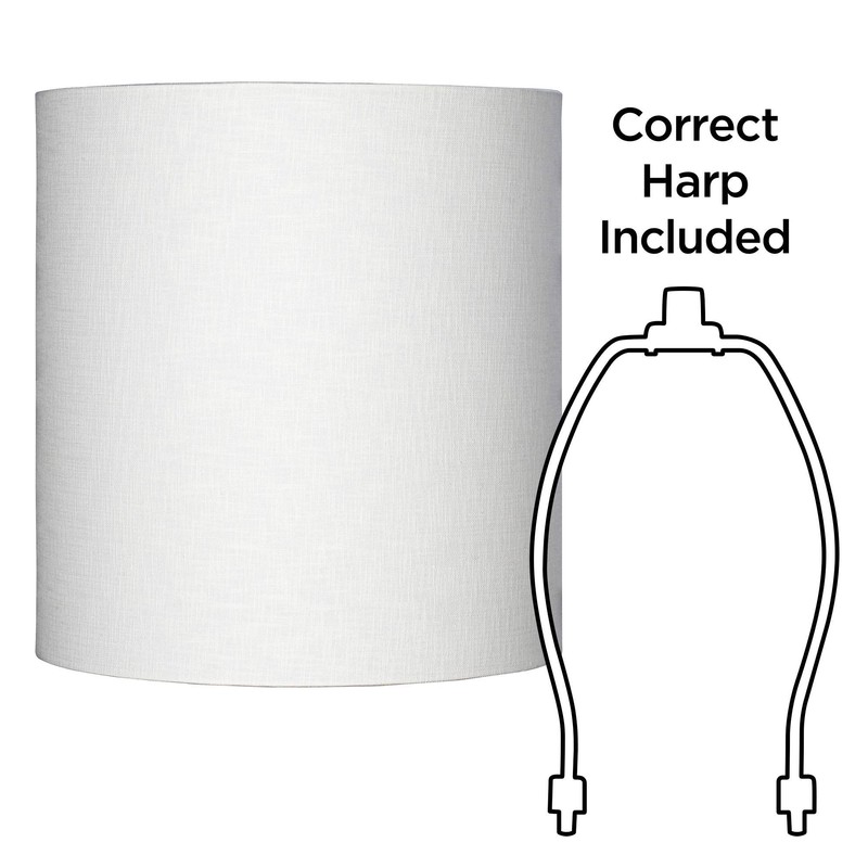 White Tall Linen Large Drum Lamp Shade 14" Top x